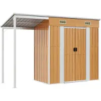 vidaXL Abri de jardin avec toit traînant brun clair 277x107x181 cm acier
