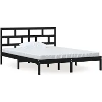 vidaXL Lit en bois massif noir 150x200 cm