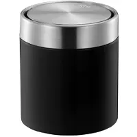 EKO Seau à couvercle basculant Fandy 1,5 l noir inox