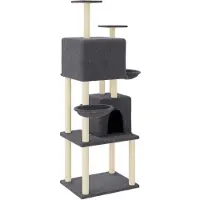 vidaXL Arbre à chat avec colonnes à griffer en sisal gris foncé 180 cm