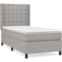 vidaXL Lit boxspring avec matelas gris clair 90x200 cm Tissu