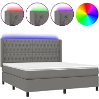 vidaXL Lit boxspring avec matelas & LED gris foncé 180x200 cm Tissu