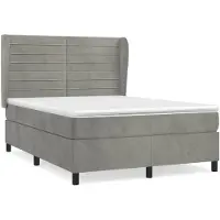 vidaXL Lit boxspring avec matelas gris clair 140x200 cm velours