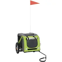 vidaXL Remorque pour vélo Chiens Vert et gris Tissu Oxford et fer