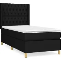 vidaXL Lit boxspring avec matelas noir 90x190 cm Tissu