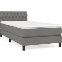 vidaXL Lit boxspring avec matelas gris foncé 90x190 cm Tissu