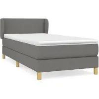 vidaXL Lit boxspring avec matelas gris foncé 90x190 cm Tissu