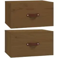 vidaXL Tables de chevet murales 2 pcs. Marron miel 40x29,5x22 cm