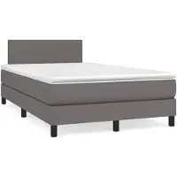 vidaXL Lit Boxspring avec matelas Gris 120x200 cm Similicuir