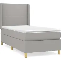 vidaXL Lit boxspring avec matelas gris clair 90x190 cm Tissu