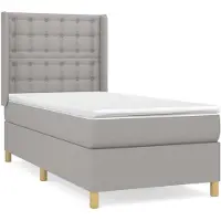 vidaXL Lit boxspring avec matelas gris clair 90x190 cm Tissu