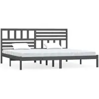 vidaXL Lit en bois massif pin gris 200x200 cm