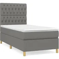 vidaXL Lit boxspring avec matelas gris foncé 90x190 cm Tissu