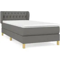 vidaXL Lit boxspring avec matelas gris foncé 90x190 cm Tissu