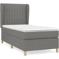 vidaXL Lit boxspring avec matelas gris foncé 90x200 cm Tissu
