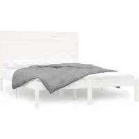 vidaXL Lit en bois massif blanc 140x200 cm