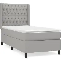 vidaXL Lit boxspring avec matelas gris clair 90x200 cm Tissu