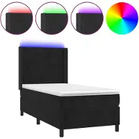 vidaXL Lit boxspring avec matelas & LED noir 100x200 cm velours