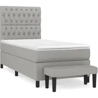 vidaXL Lit boxspring avec matelas gris clair 90x190 cm Tissu