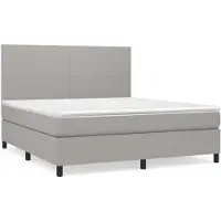 vidaXL Lit boxspring avec matelas gris clair 160x200 cm Tissu