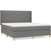 vidaXL Lit boxspring avec matelas gris foncé 180x200 cm Tissu