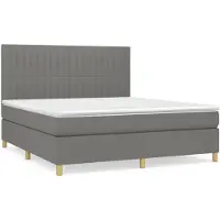 vidaXL Lit boxspring avec matelas gris foncé 160x200 cm Tissu
