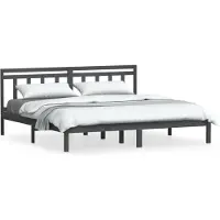 vidaXL Lit en bois massif pin gris 200x200 cm