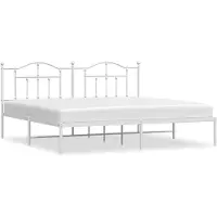 vidaXL Cadre de lit avec tête de lit en métal blanc 200x200 cm