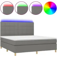 vidaXL Lit boxspring avec matelas & LED gris foncé 160x200 cm Tissu