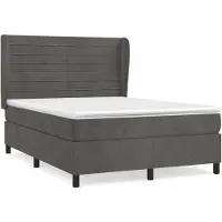 vidaXL Lit boxspring avec matelas gris foncé 140x190 cm velours