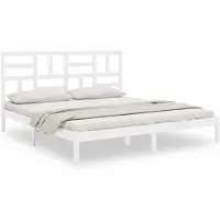 vidaXL Lit en bois massif blanc 200x200 cm