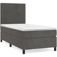 vidaXL Lit boxspring avec matelas gris foncé 80x200 cm velours