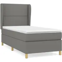 vidaXL Lit boxspring avec matelas gris foncé 100x200 cm Tissu