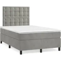 vidaXL Lit boxspring avec matelas gris clair 120x200 cm velours