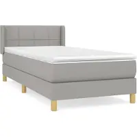 vidaXL Lit boxspring avec matelas gris clair 100x200 cm Tissu