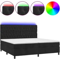 vidaXL Lit boxspring avec matelas & LED noir 200x200 cm velours