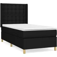 vidaXL Lit boxspring avec matelas noir 80x200 cm tissu