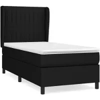 vidaXL Lit boxspring avec matelas noir 90x200 cm Tissu
