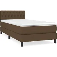 vidaXL Lit boxspring avec matelas brun foncé 90x190 cm Tissu
