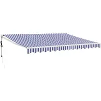 vidaXL Store électrique à manivelle bleu et blanc 4,5x3 m