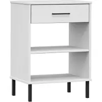 vidaXL Armoire console avec pieds en métal Blanc Bois pin massif OSLO