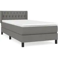 vidaXL Lit boxspring avec matelas gris foncé 100x200 cm Tissu
