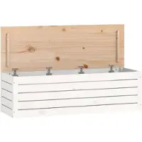 vidaXL Boîte de rangement Blanc 109x36,5x33 cm Bois massif de pin