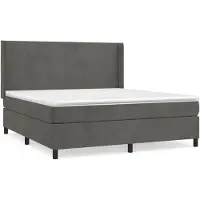 vidaXL Lit boxspring avec matelas gris foncé 160x200 cm velours