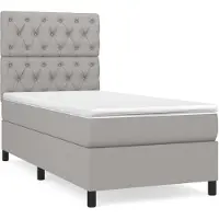vidaXL Lit boxspring avec matelas gris clair 80x200 cm Tissu