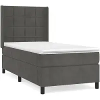 vidaXL Lit boxspring avec matelas gris foncé 90x200 cm velours