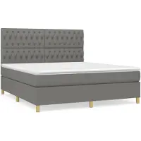 vidaXL Lit boxspring avec matelas gris foncé 180x200 cm Tissu