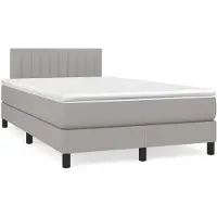 vidaXL Lit boxspring avec matelas gris clair 120x200 cm Tissu