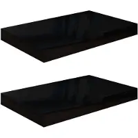 vidaXL Étagère murale flottante 2 pcs Noir brillant 40x23x3,8 cm MDF