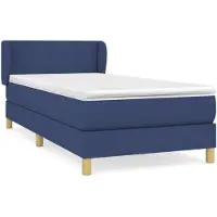 vidaXL Lit boxspring avec matelas bleu 90x190 cm Tissu